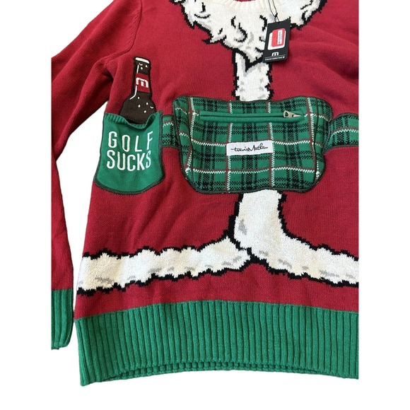 Travis Mathew St Nick Ugly Christmas Sweater small Zip Pocket Beer Holder - Picture 3 of 6